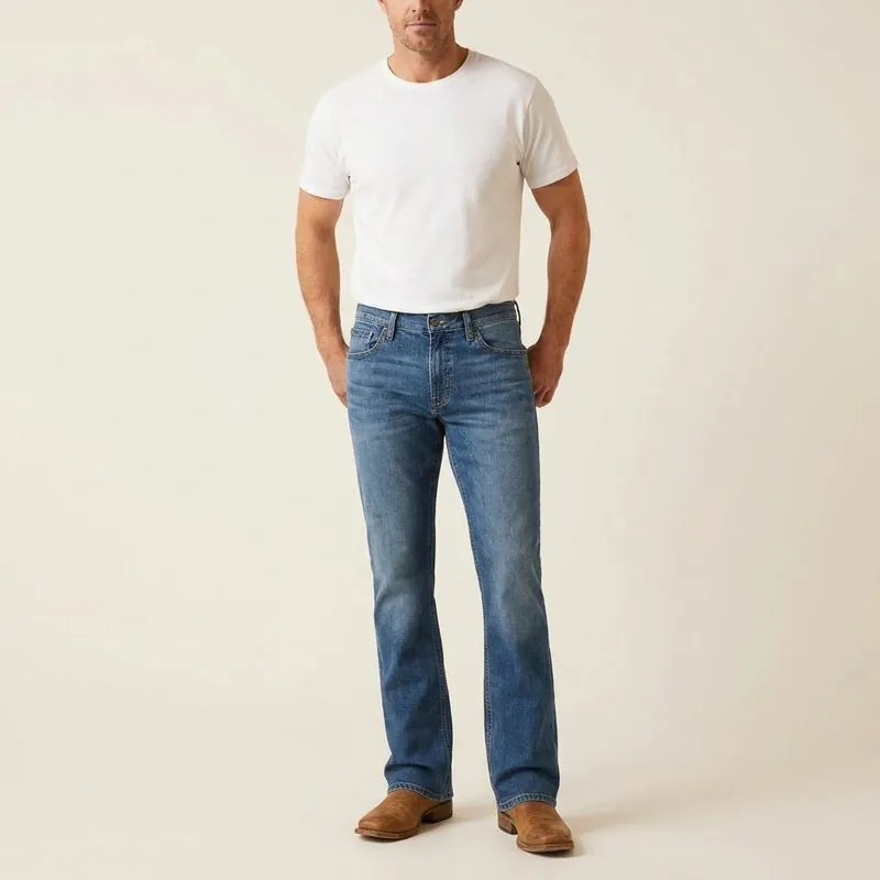 Bootcut jeans, worn on a model