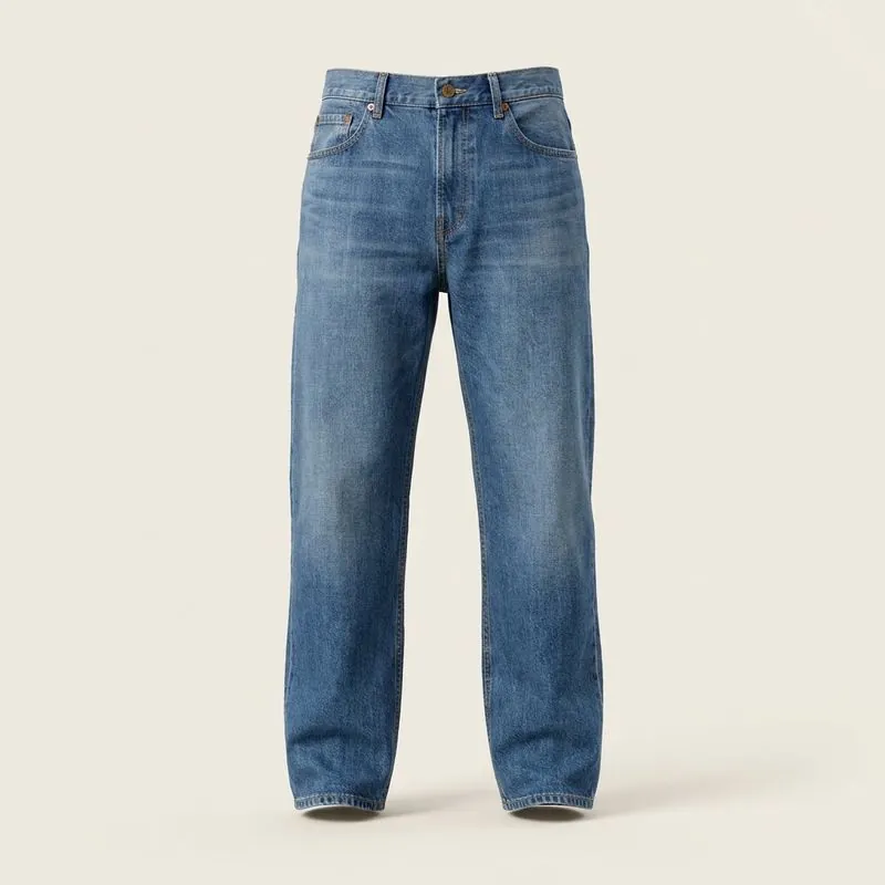 Relaxed jeans in mid wash, front