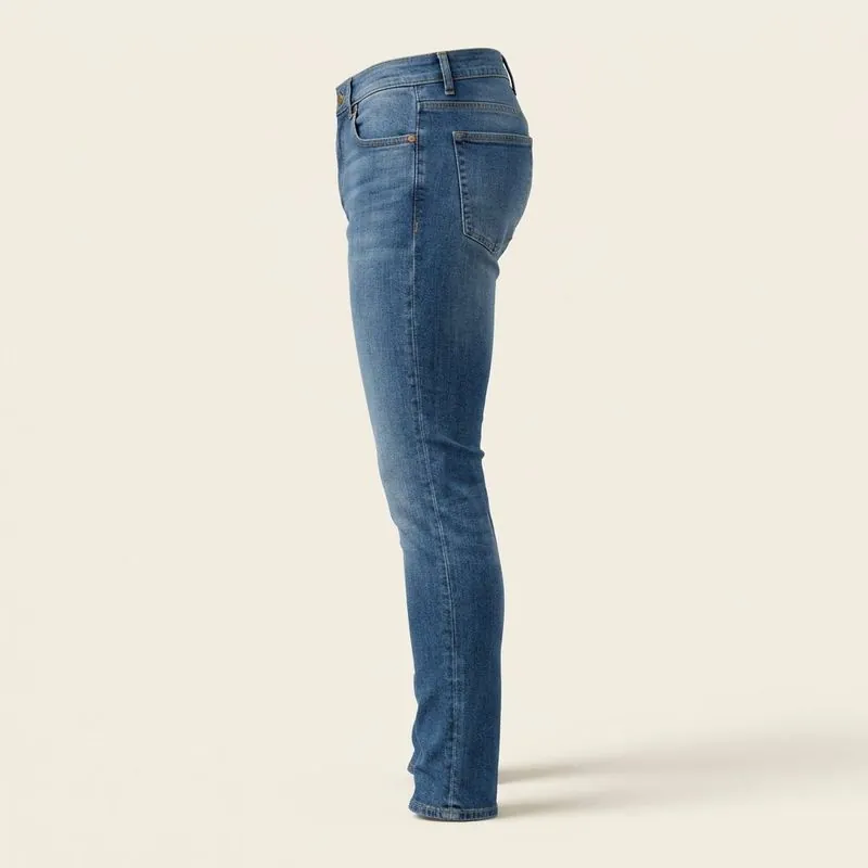 Side view of skinny jeans with a close leg