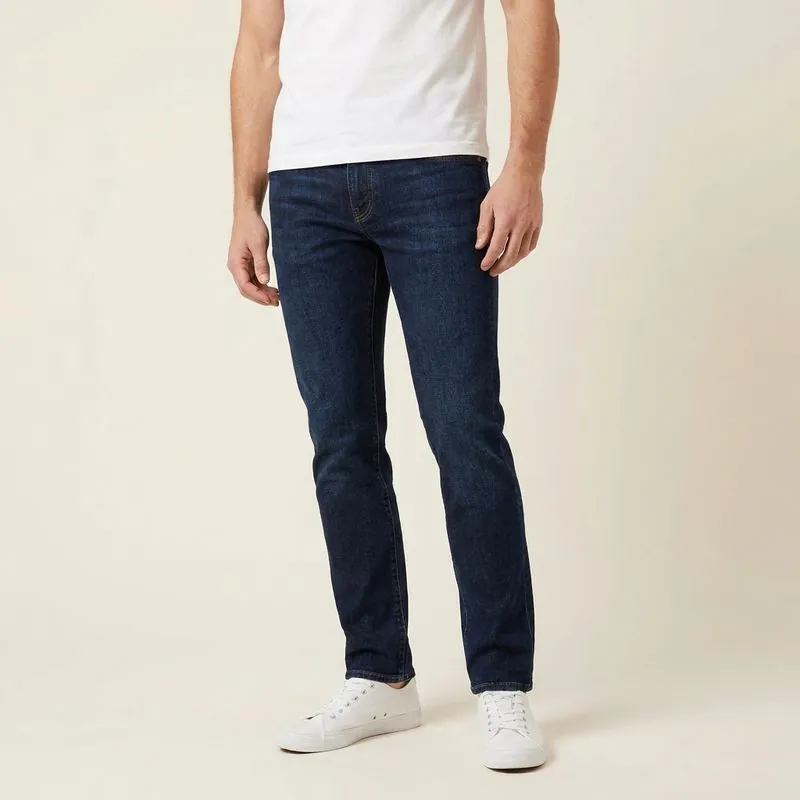 Man wearing dark-wash slim jeans with a casual jacket