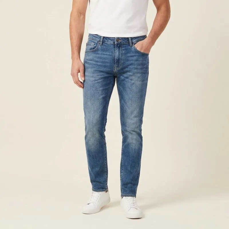 Slim jeans, worn on a model