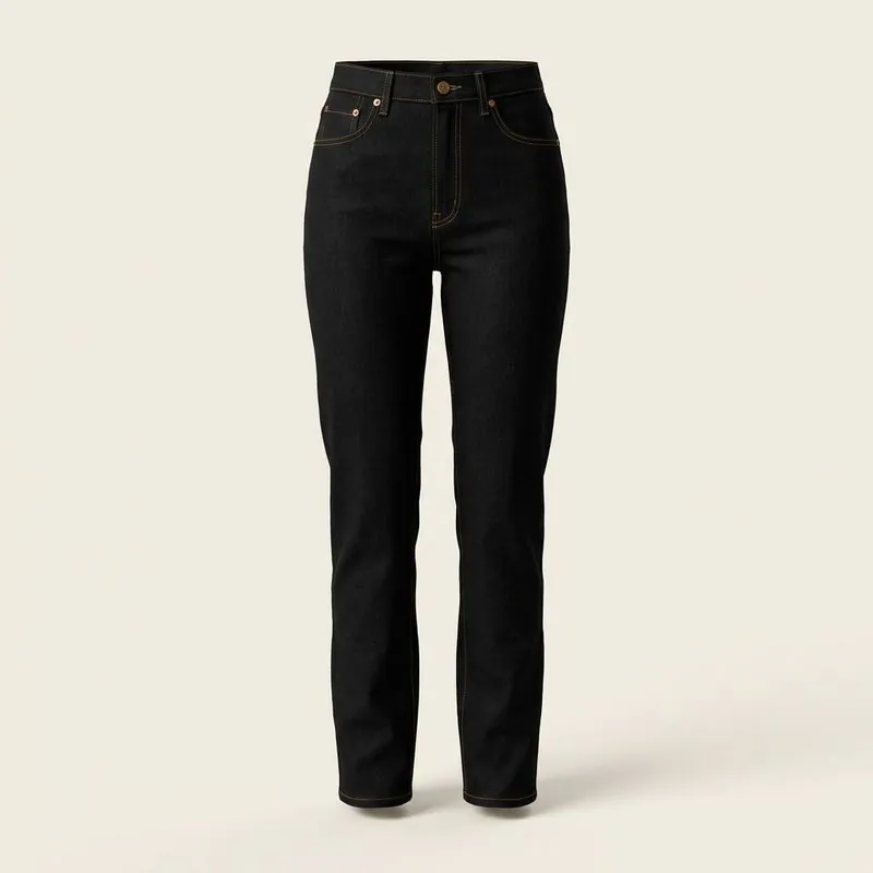 Straight jeans in black wash, front
